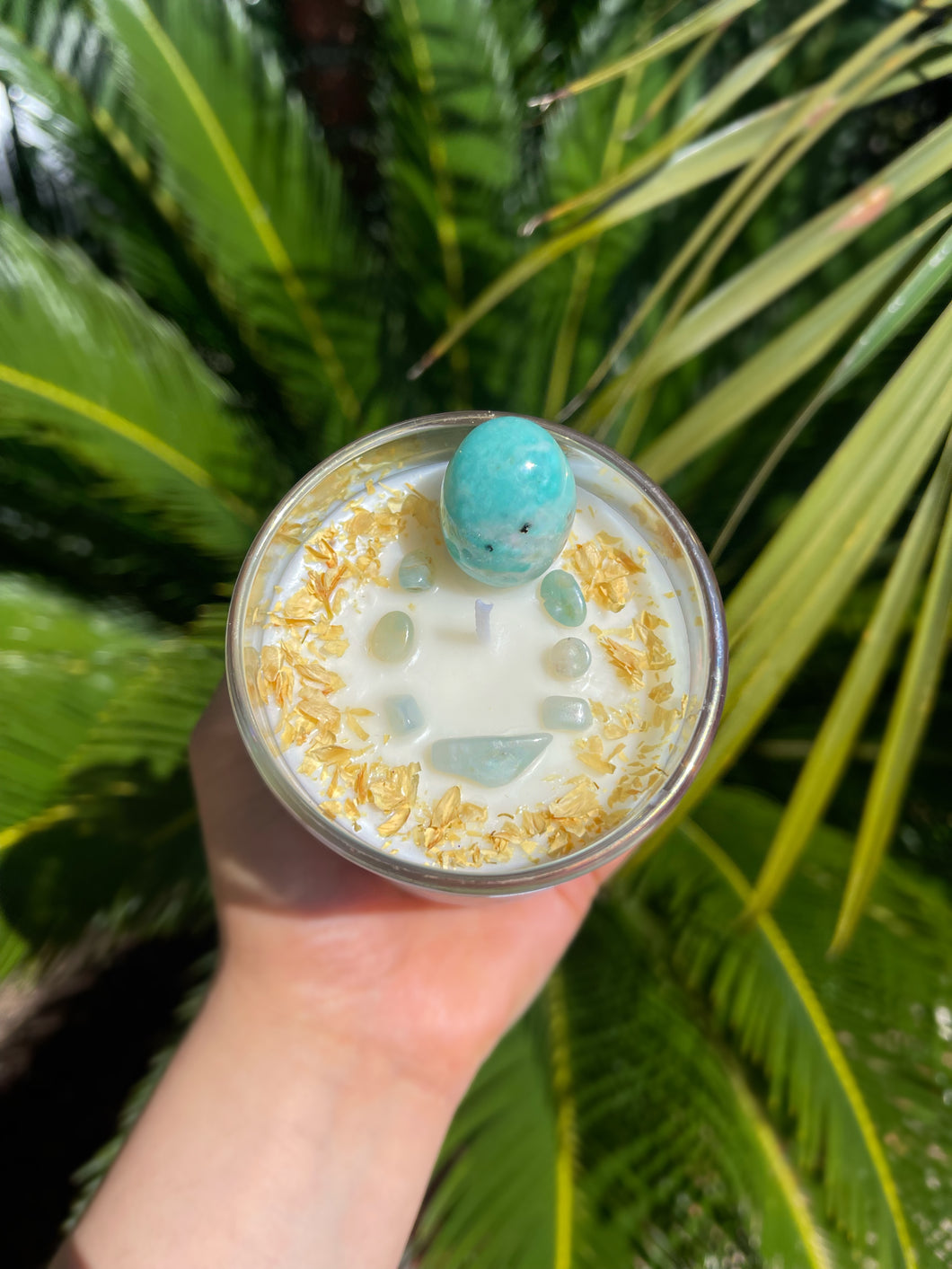 Breathe Amazonite Crystal Candle